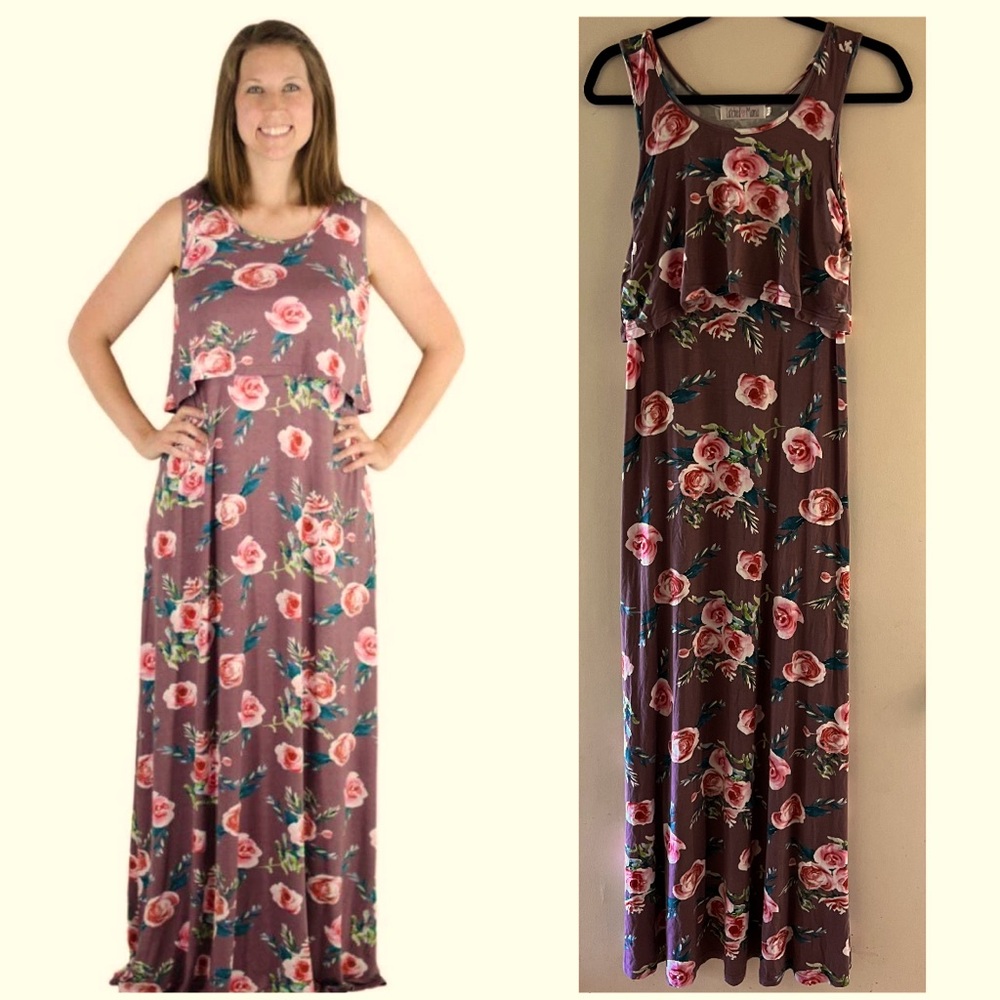 Latched Mama Boysenberry Maxi Nursing Dress